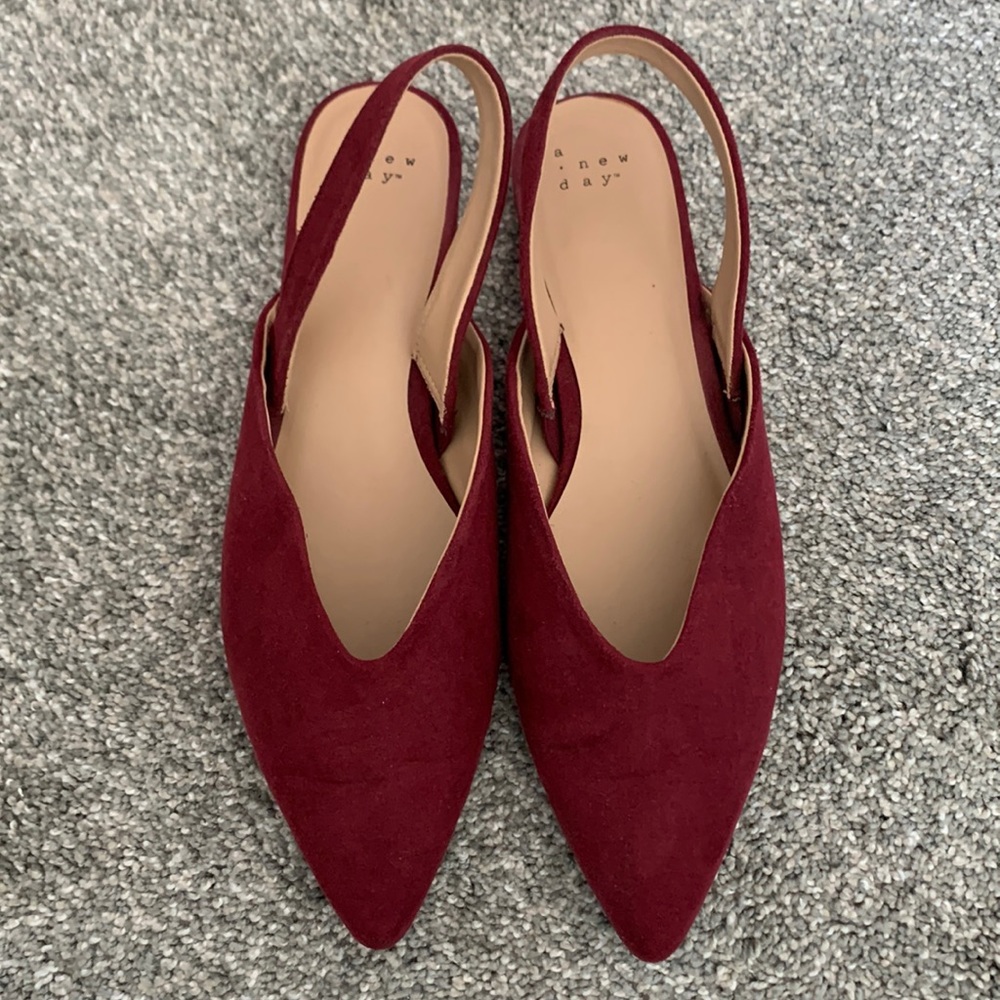 Red sling back flats